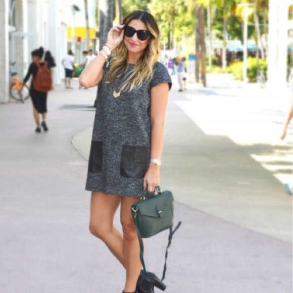 * SOLD * Madewell Leather Pocket Wool Sheath Dress … - Picture 9 of 9